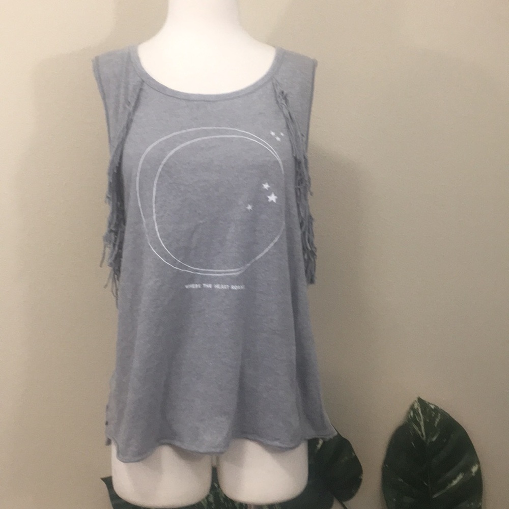 Fringe distressed AE tank top, large